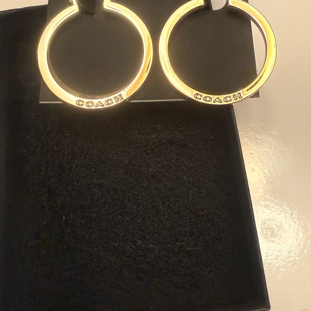 Coach Shiny Gold Hoop Earrings - Picture 3 of 4
